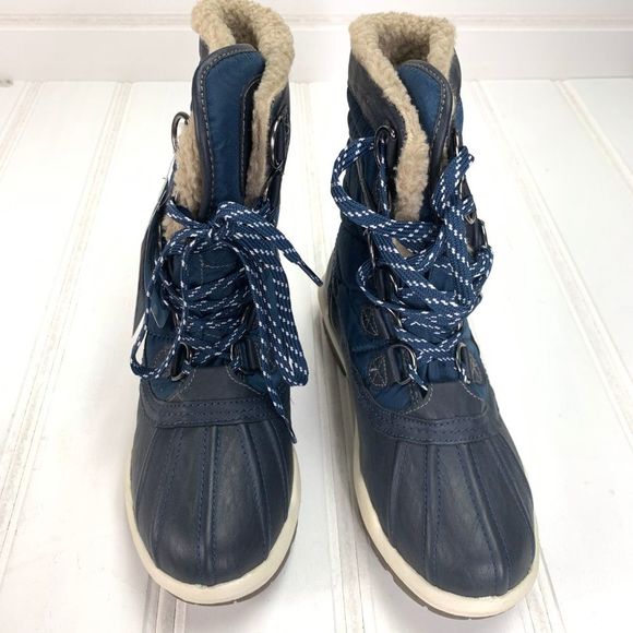 Aquatherm Santana Canada 8 M Camp Waterproof Shearling Duck Boots Blue Winter - Picture 3 of 8